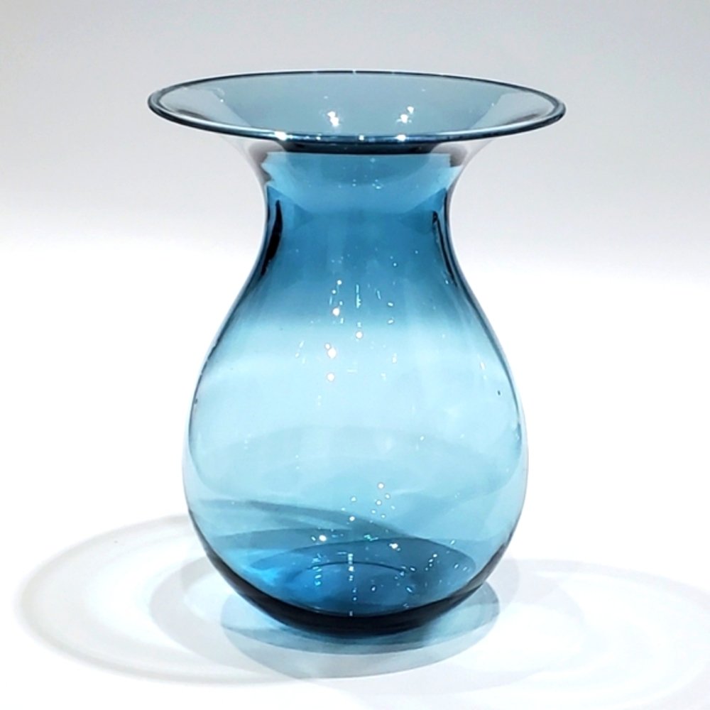the "Shape" Vase designed by Peter Svarrer for Holmegaard in Water Blue